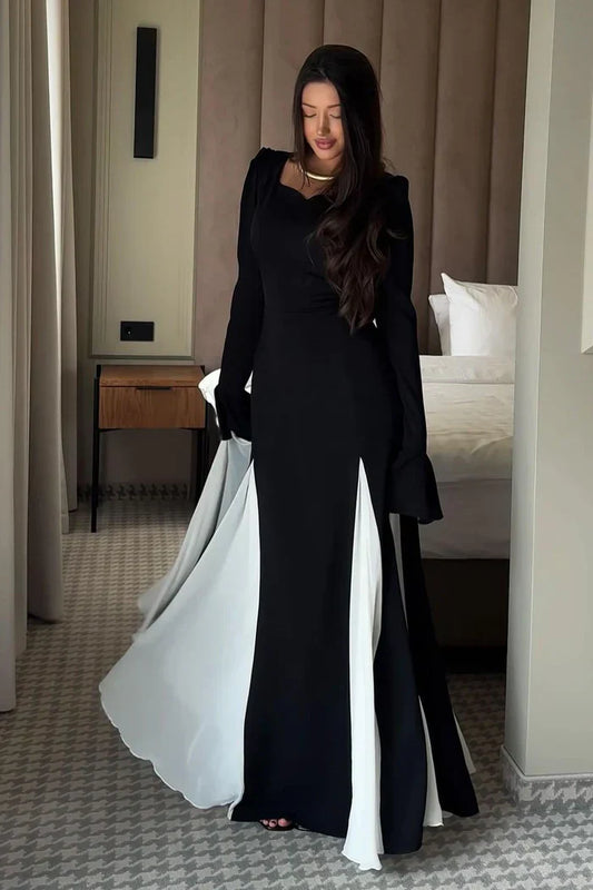 Contrast Flared Sleeves Dress