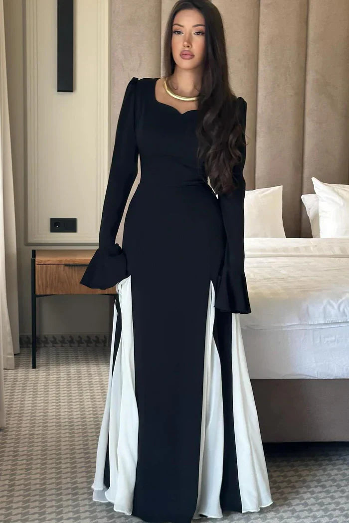 Contrast Flared Sleeves Dress